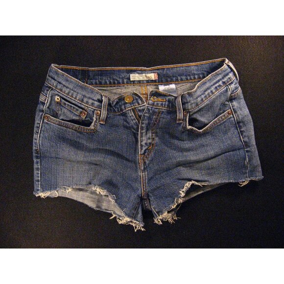 LEVIS 505 CUTOFF JEANS SHORTS Womans 8 Blue Denim Red Tab Daisy Dukes Athletic - Picture 1 of 9
